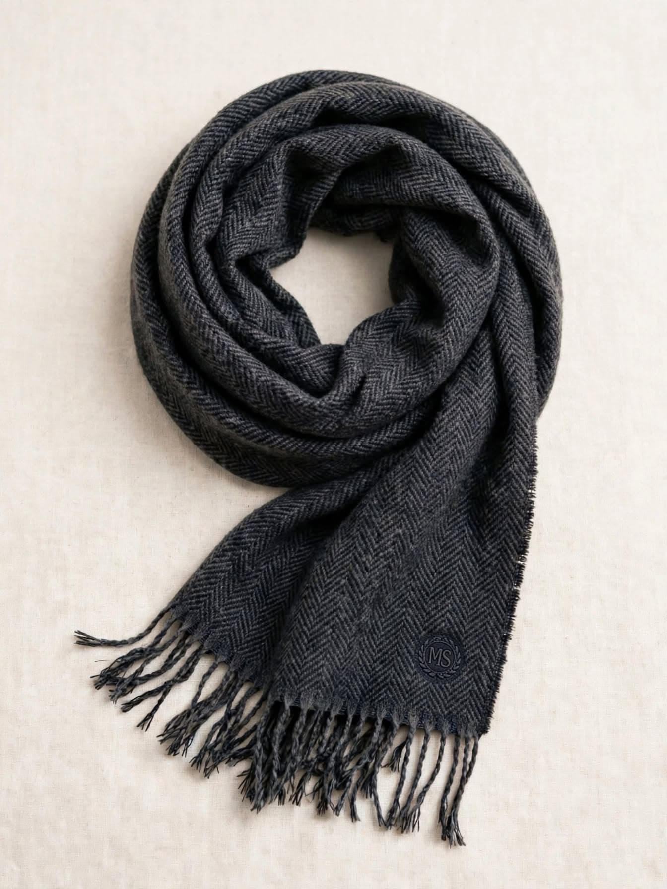 Charcoal herringbone corporate scarf