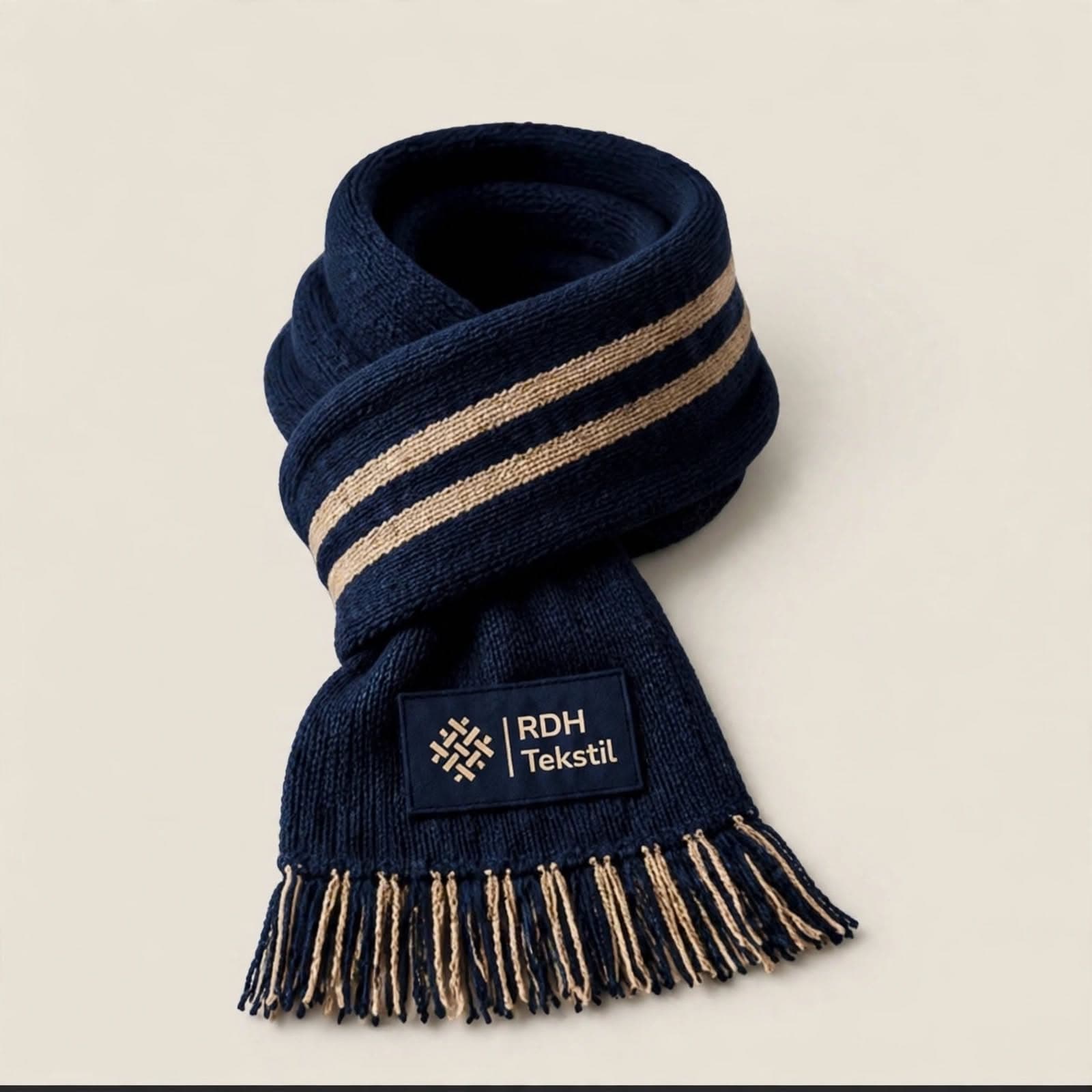 Navy and gold striped RDH scarf