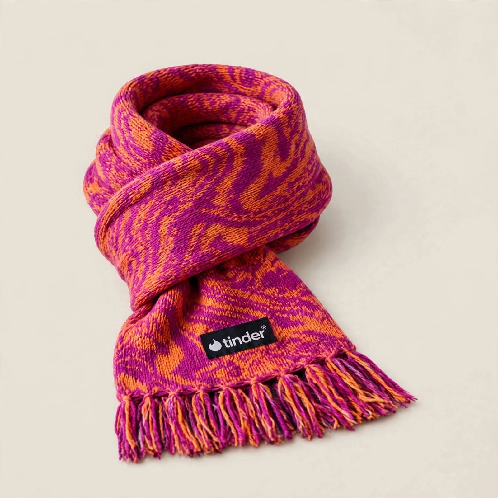 Pink and orange patterned Tinder scarf