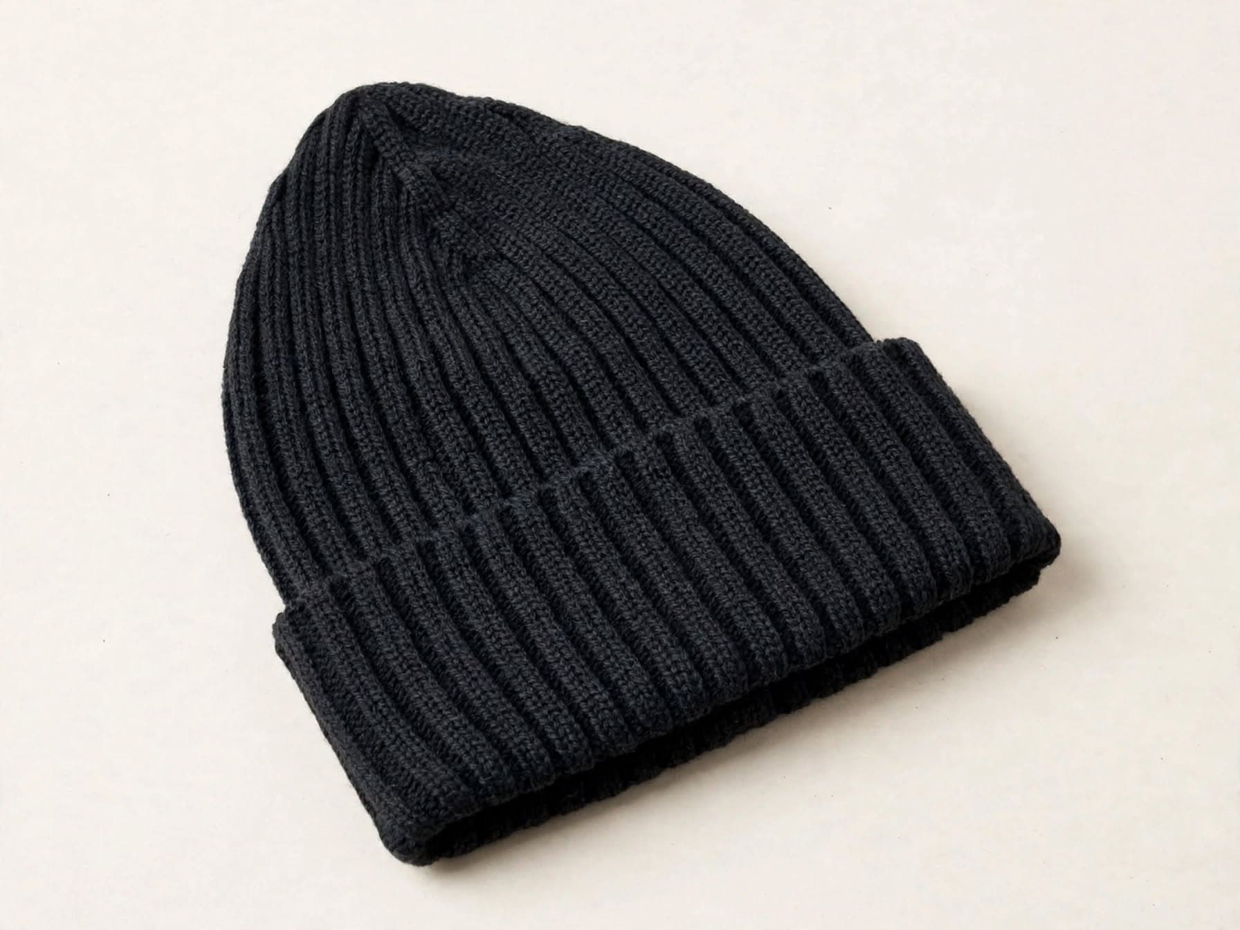 Black ribbed high-top beanie