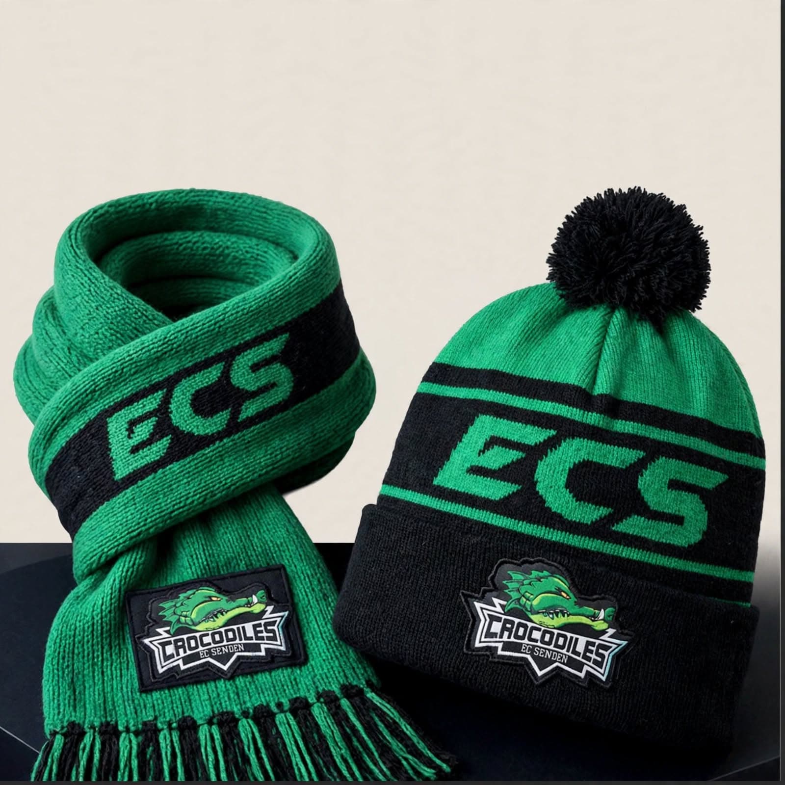 ECS Crocodiles beanie and scarf set