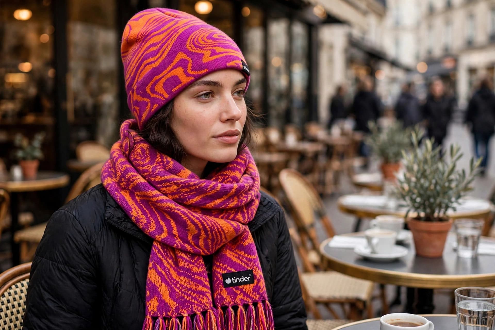 Tinder beanie and scarf set