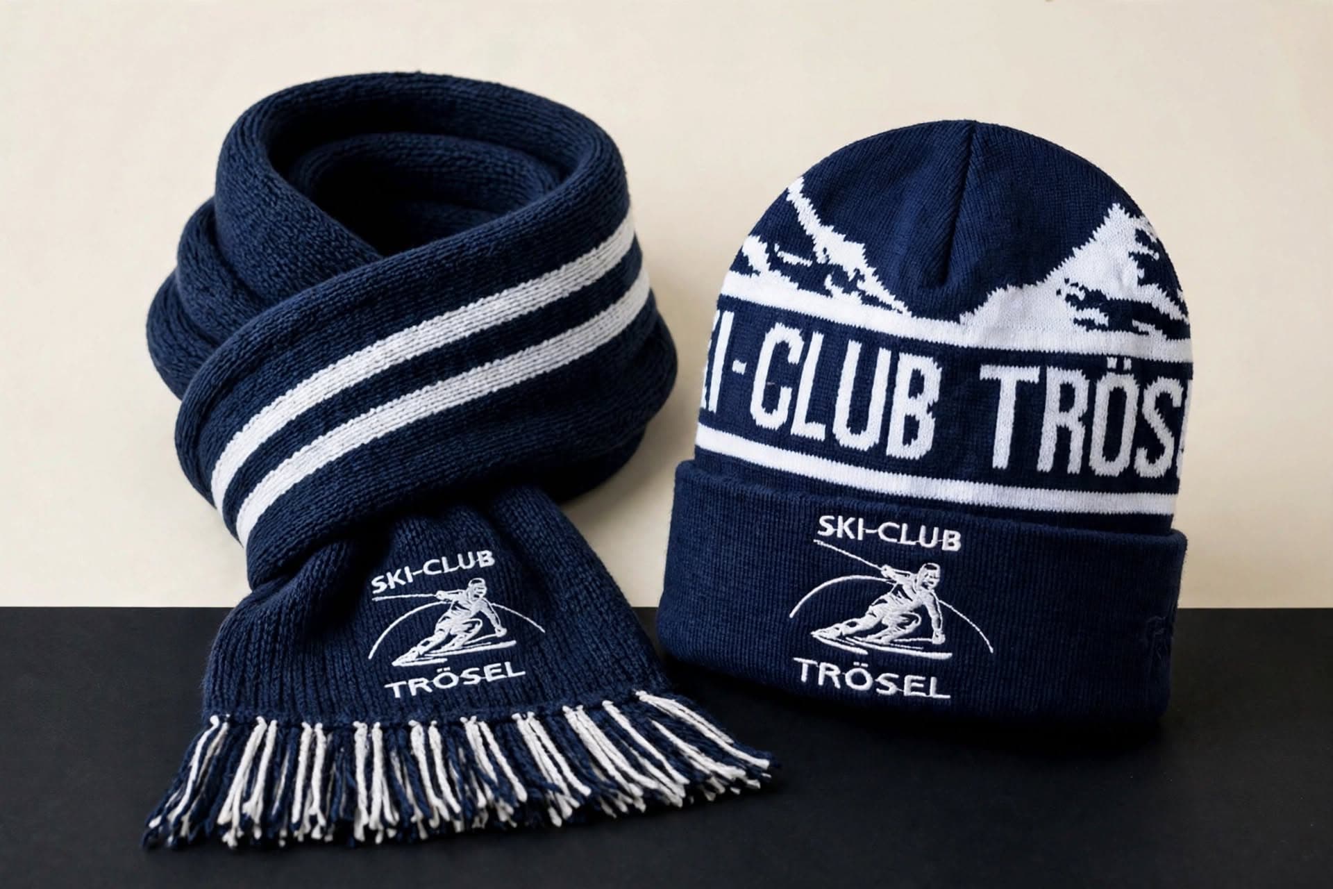 Ski-Club Trösel beanie and scarf set