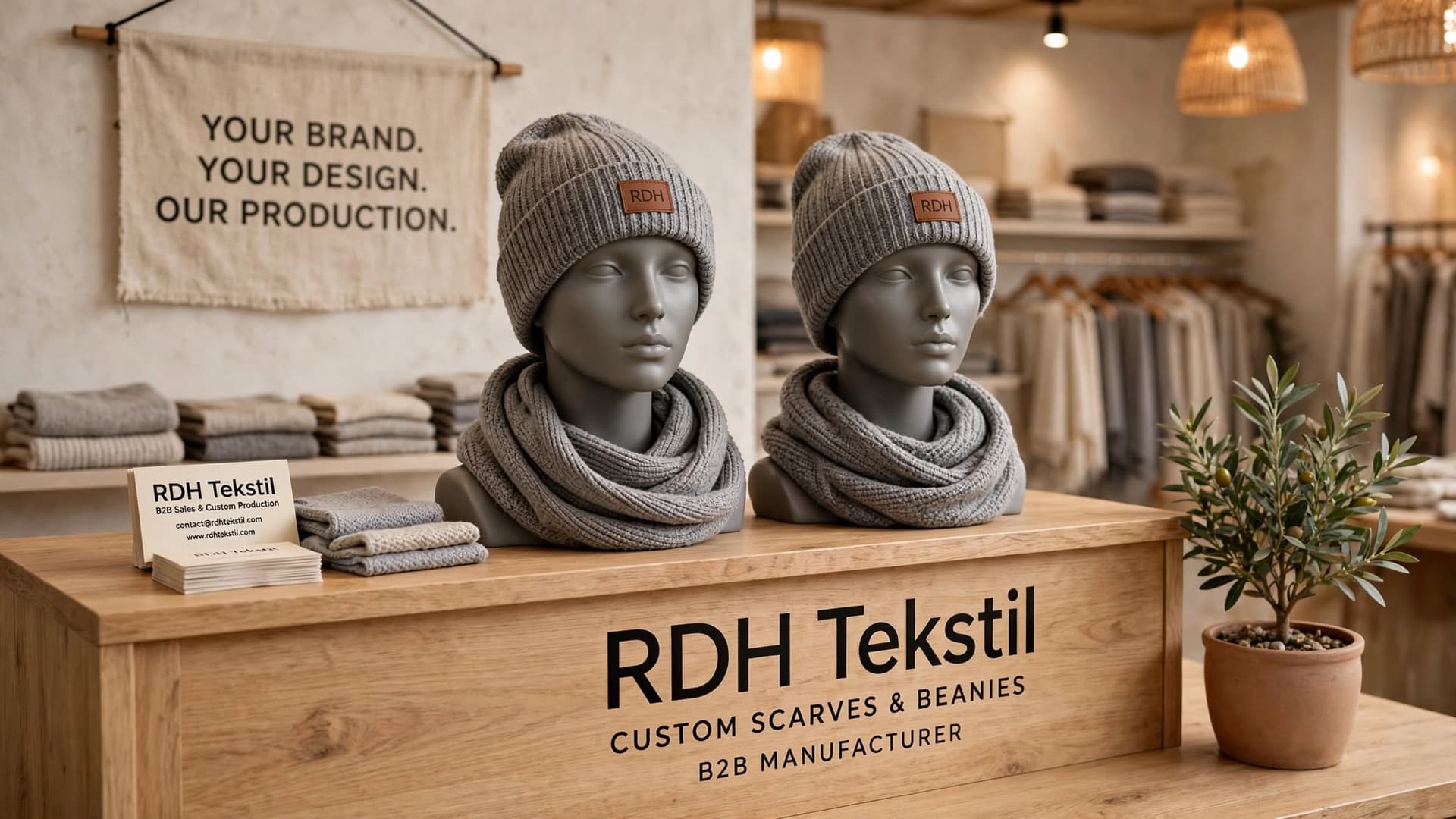 RDH Tekstil grey beanies and scarves