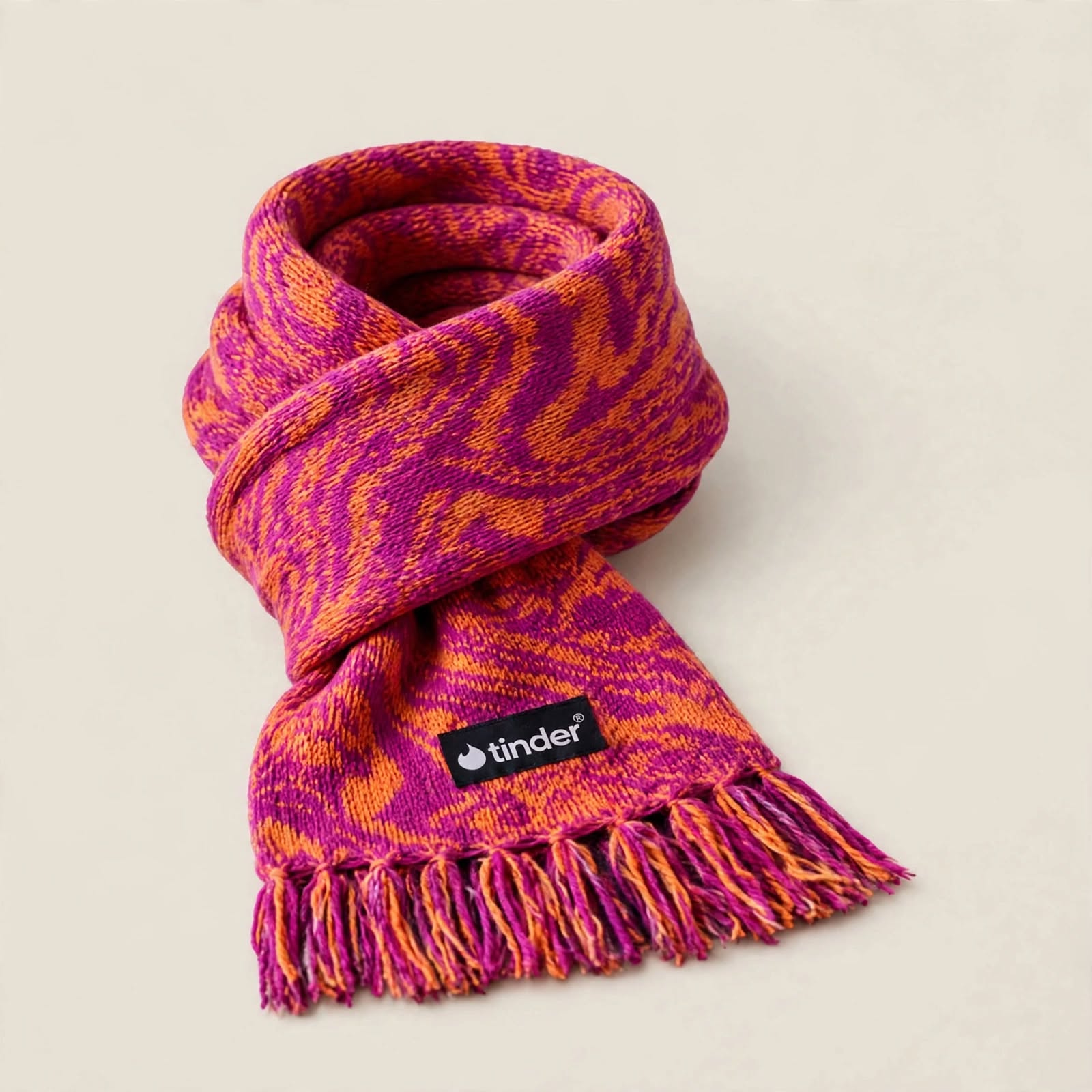 Pink and orange patterned Tinder scarf