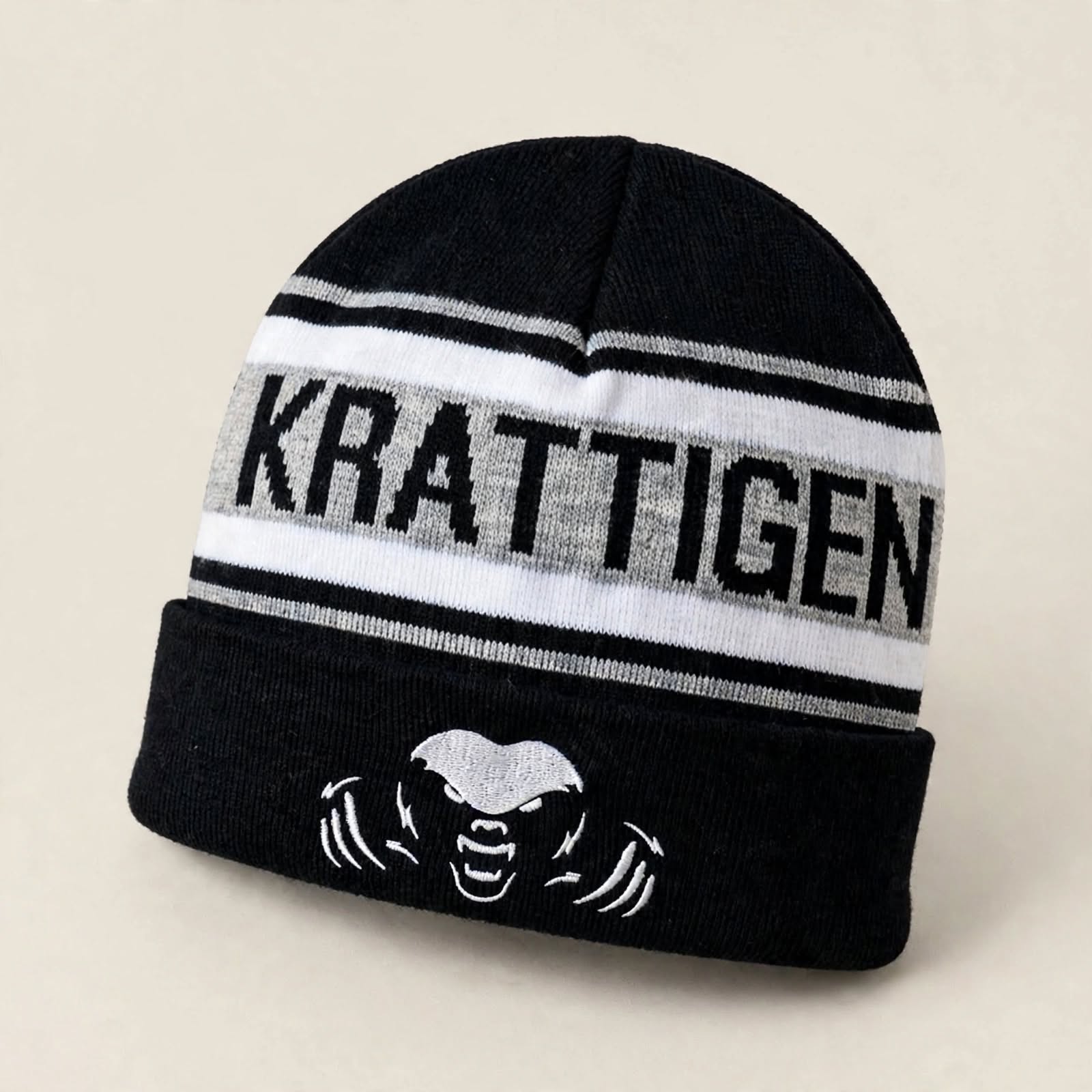 Black and grey Krattigen jacquard beanie