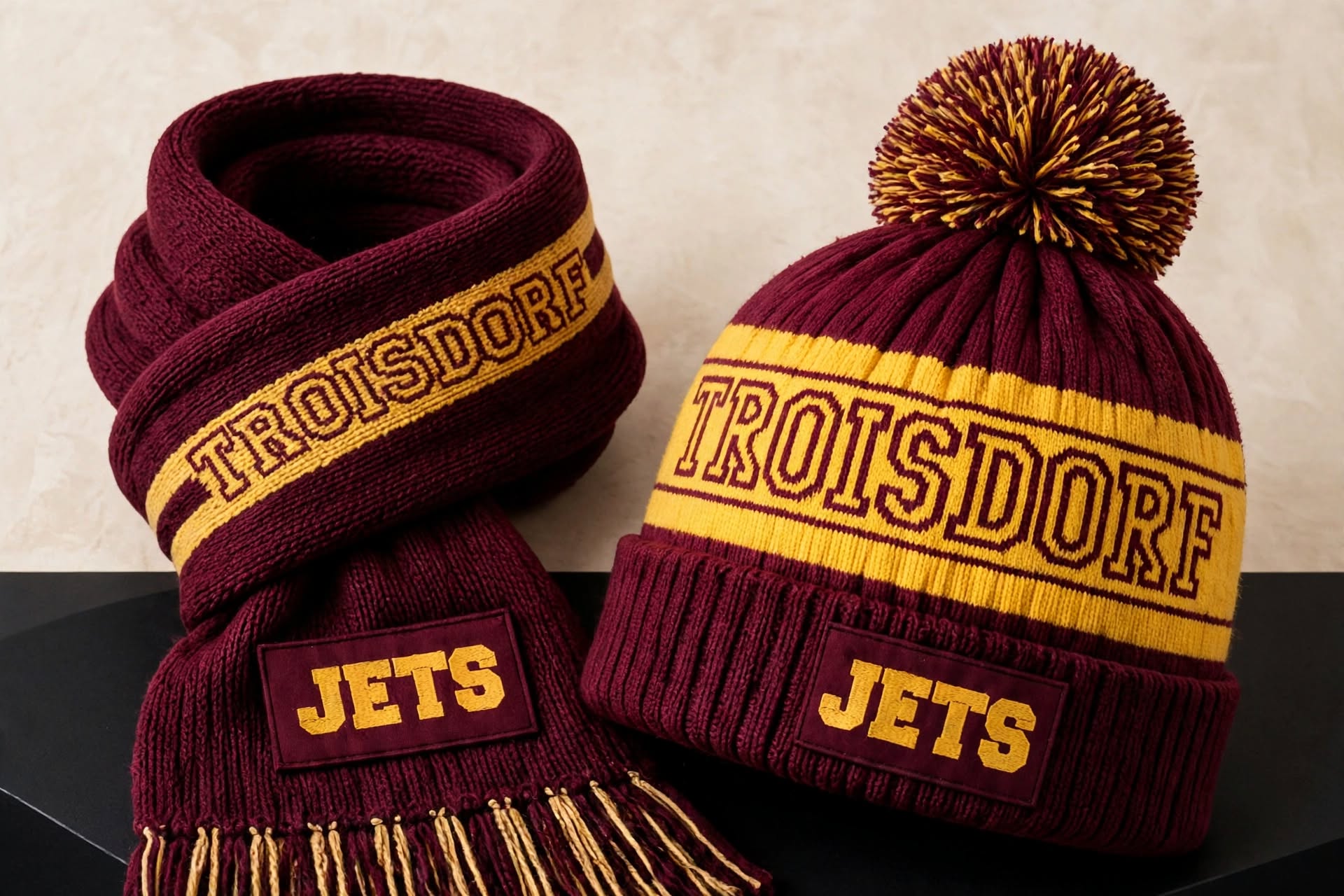 Troisdorf Jets bere ve atkı seti