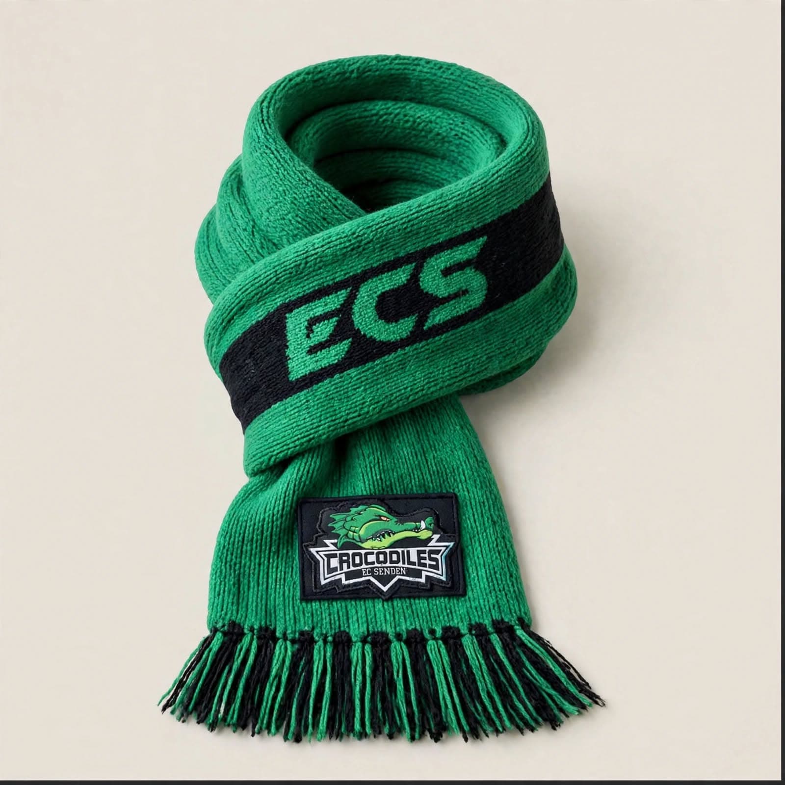 Green and black ECS Crocodiles scarf